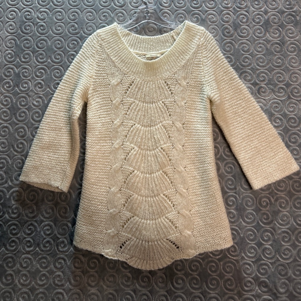 Old Navy Maternity Cream Cable Knit Sweater XS‎ Sparkle Accents